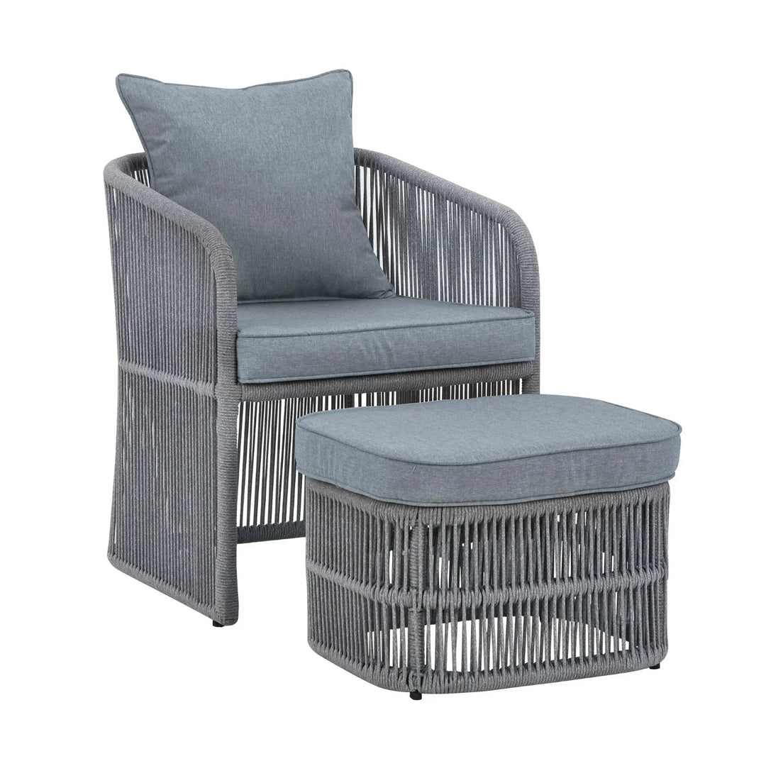 Chhaya Outdoor 3 Piece Rope Patio Sofa Set (Grey)