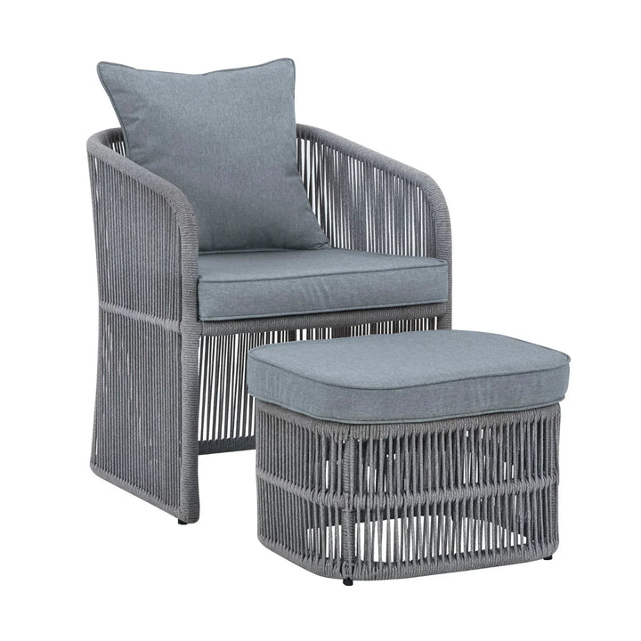 Chhaya Outdoor 3 Piece Rope Patio Sofa Set (Grey)