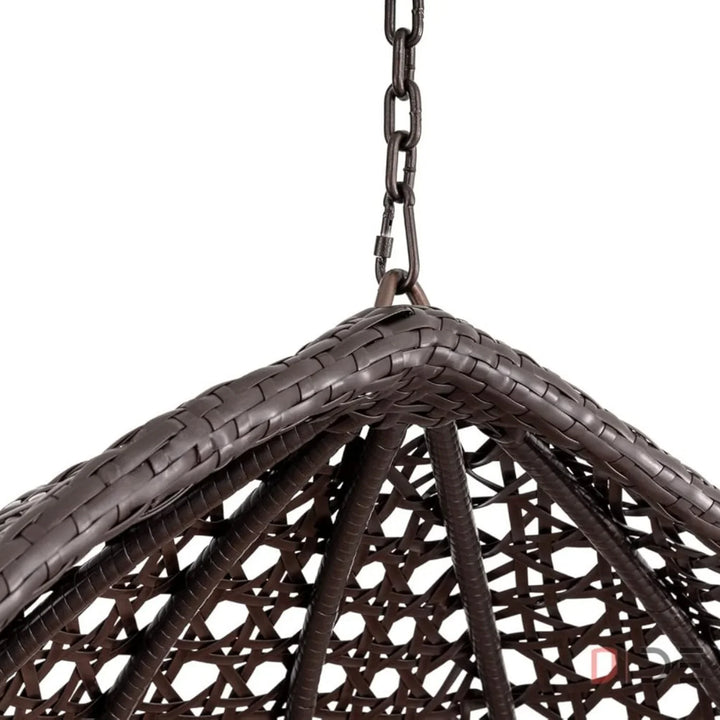 Single Seater Rattan & Wicker Swing (Dark Brown and Cream)