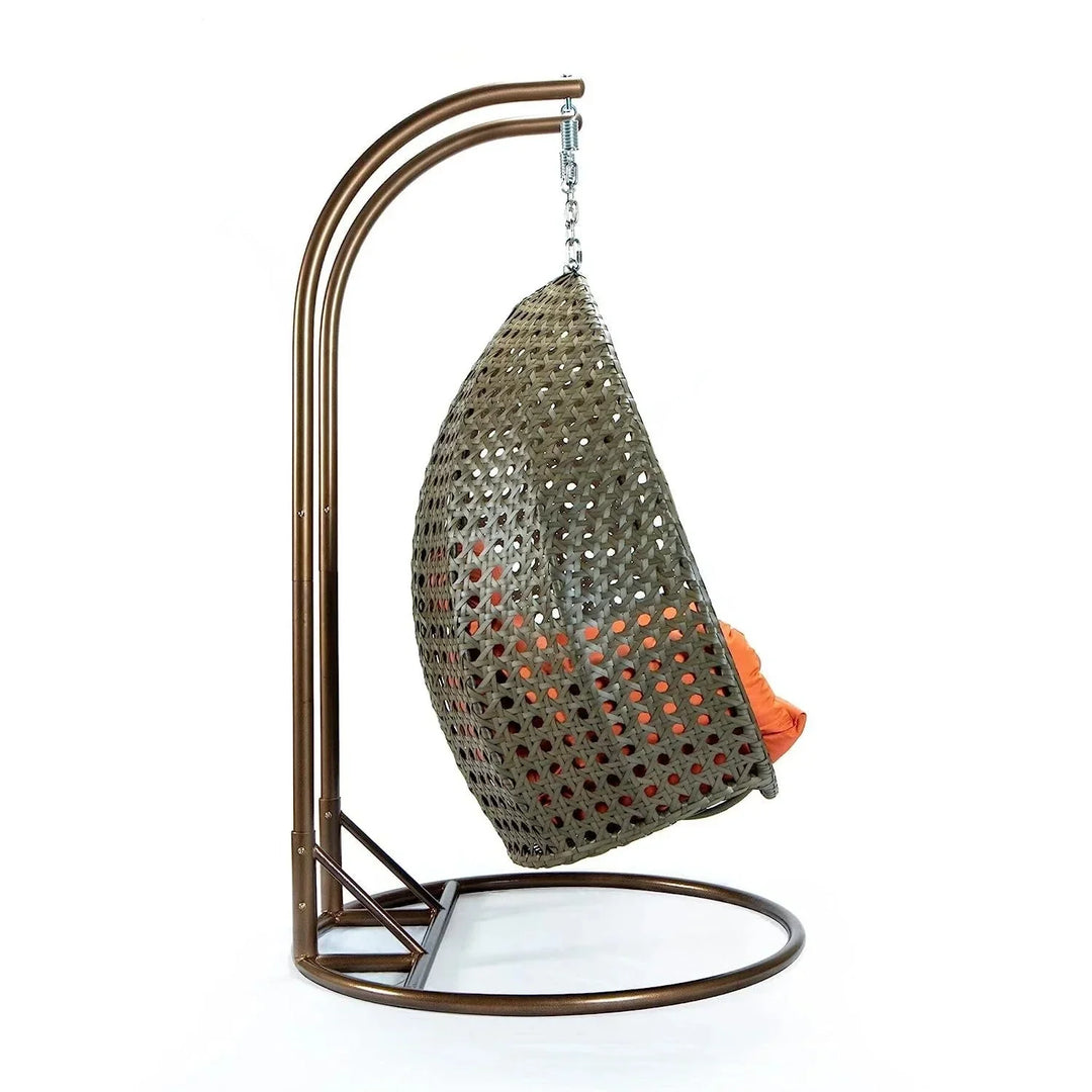 Fang Double Seater Hanging Swing Chair (Dark Brown/Orange)