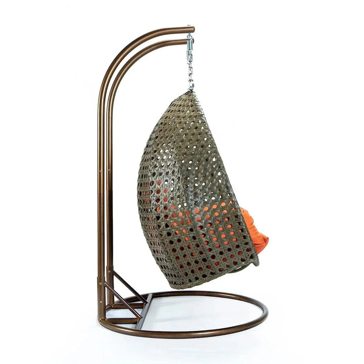 Fang Double Seater Hanging Swing Chair (Dark Brown/Orange)