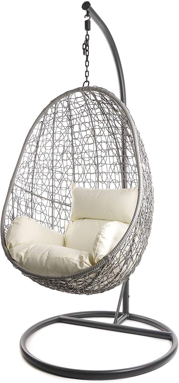 Calabresi Single Seater Hanging Swing With Stand For Balcony , Garden Swing (Dark Grey)