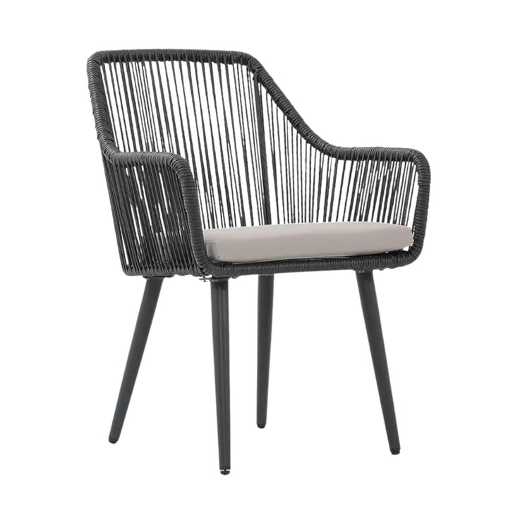 Isolde 5-Piece Outdoor Rope Patio Dining Set With Glass Top Table