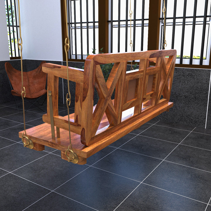 Hiya Modern Castle Style Tile Fitted Wooden Handmade Swing for Home