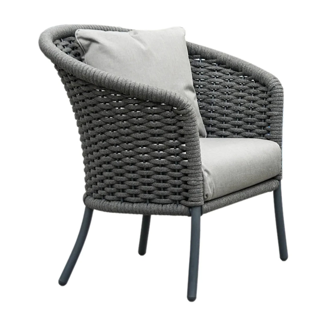 Zahra Outdoor Grey Rope 4 Piece Patio Sofa Set with Light Grey Cushions