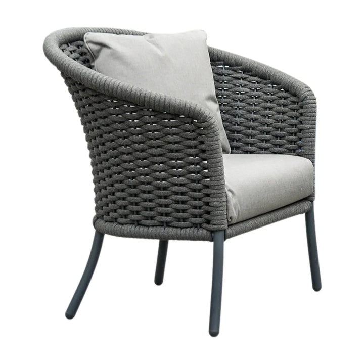 Zahra Outdoor Grey Rope 4 Piece Patio Sofa Set with Light Grey Cushions