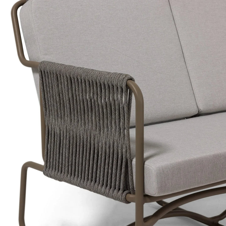 Isabeau Outdoor Rope Loveseat Sofa Set With Wooden Top Table