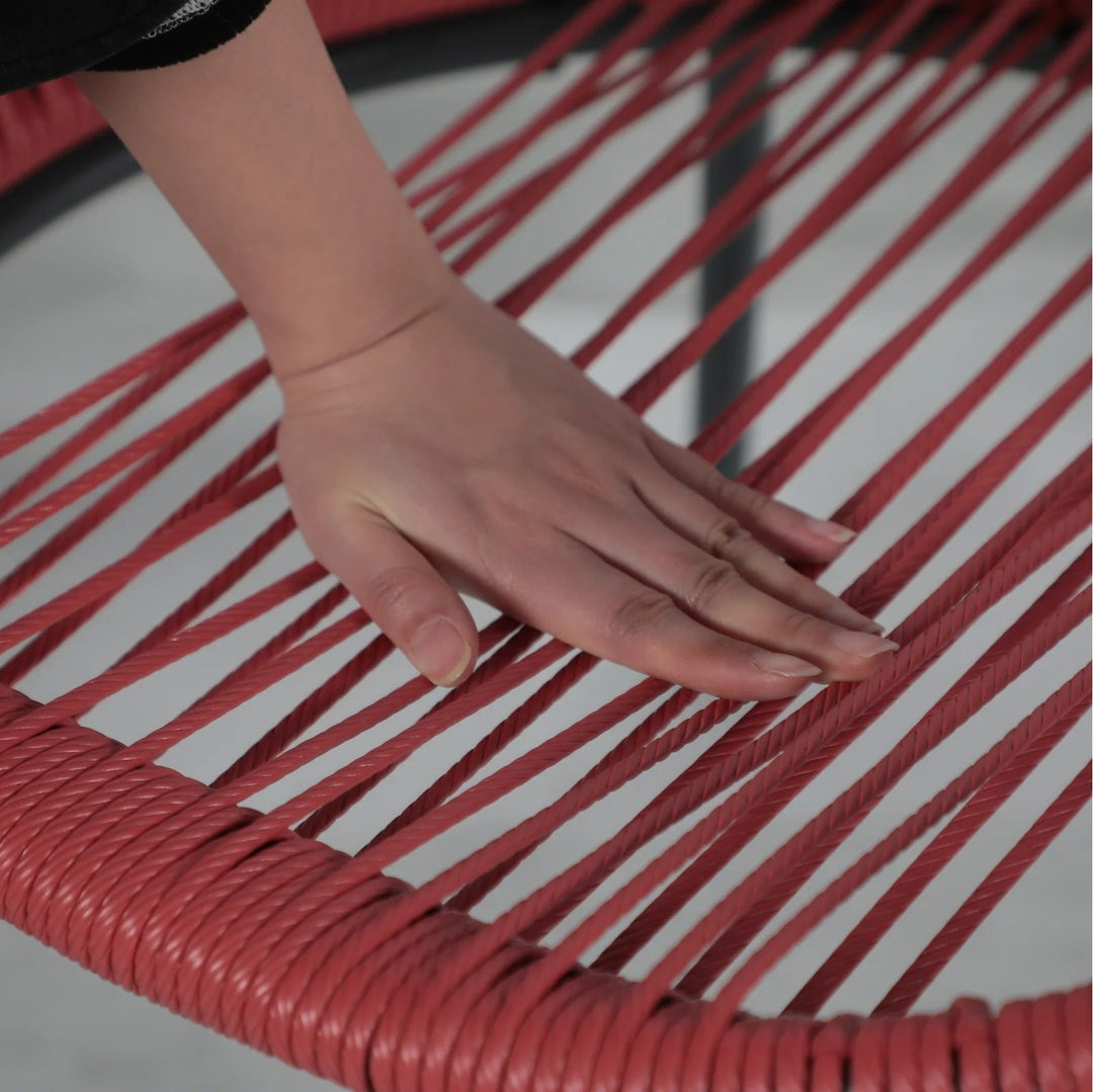 Swoosh Patio Seating Set 4 Chairs and 1 Table Set (Light Red)