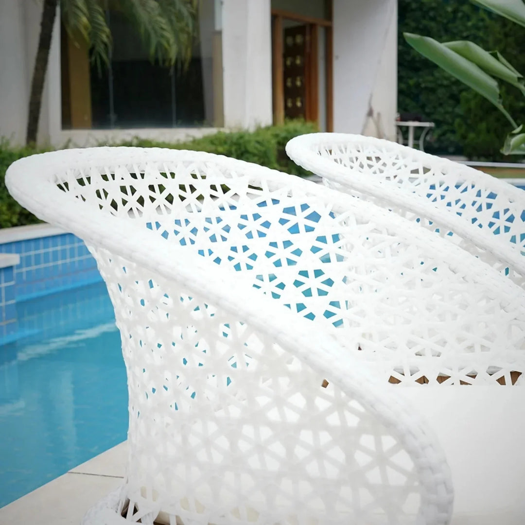 Zola 7 Pieces Outdoor Wicker Dining Set with Double Tone Armchairs