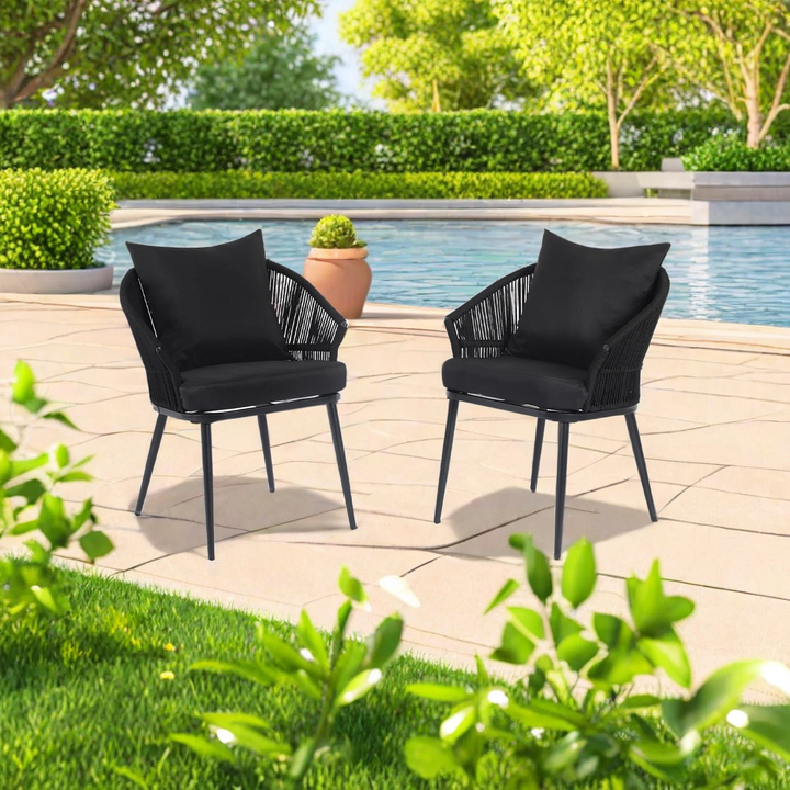 Aina Outdoor Patio Seating Set 2 Chairs Set Braid & Rope