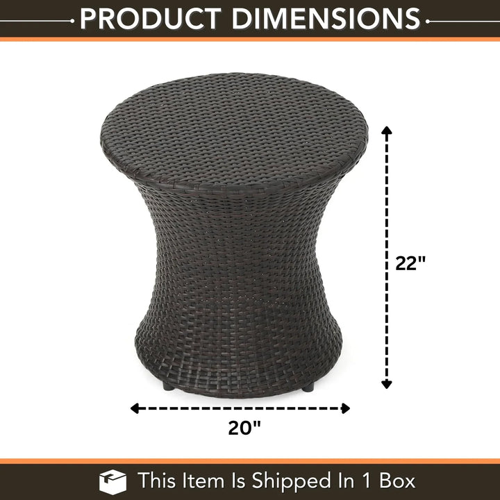 Faustine Outdoor Wicker Round Patio End Table