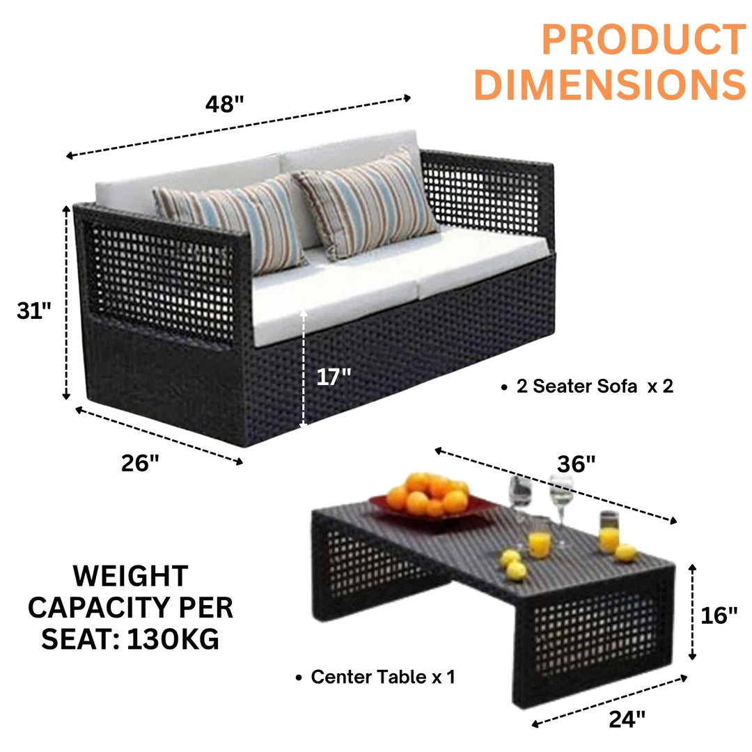 Hannelore Outdoor Rattan Wicker 4-Seater Sofa Set