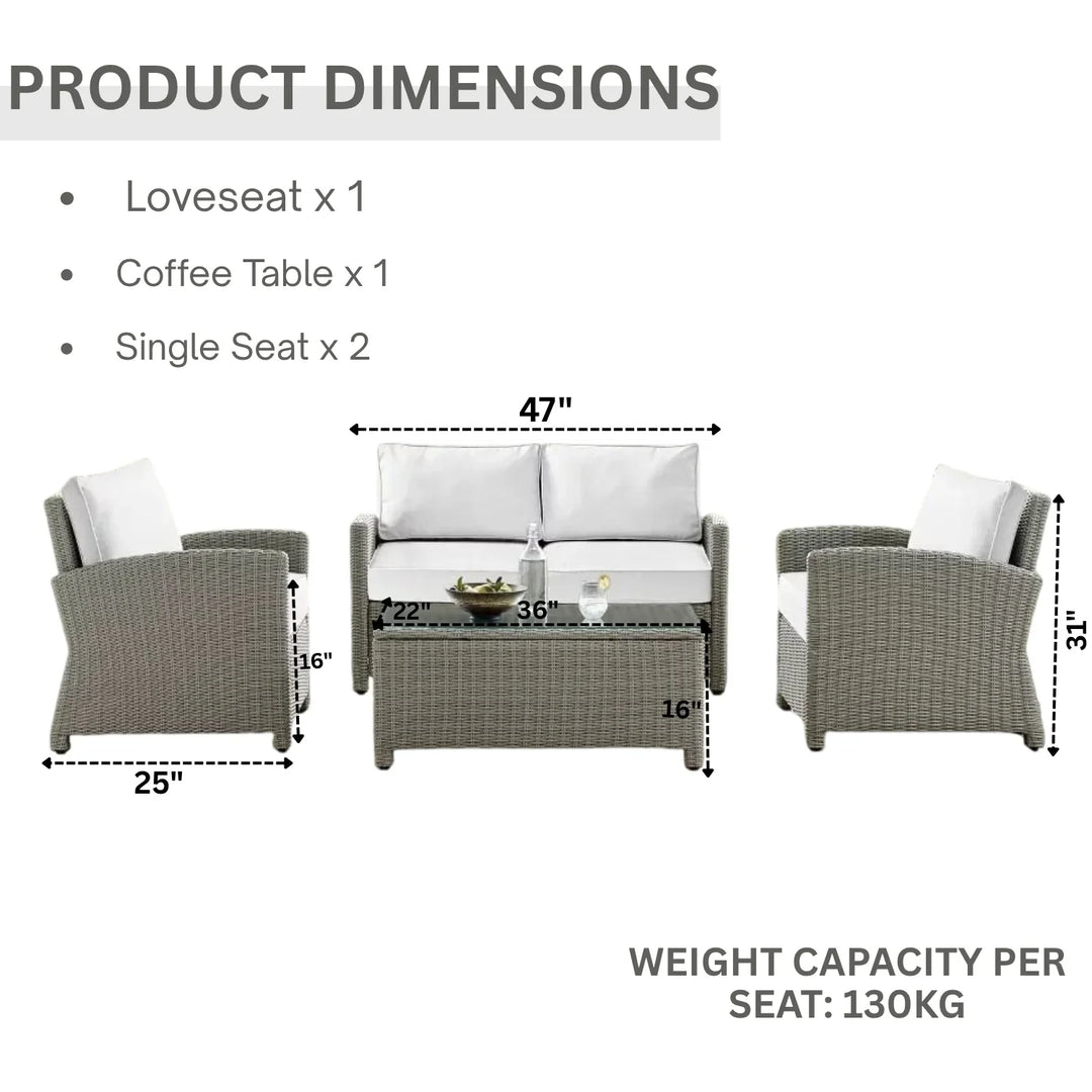 Scarlett 4 Pieces Patio Furniture Set, Outdoor Sectional Sofa