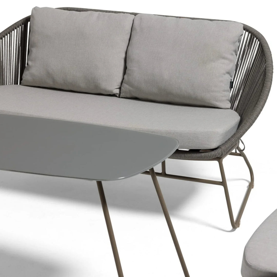 Sawyer Outdoor Rope 4-Piece Patio Sofa Set with Glass Top Tables