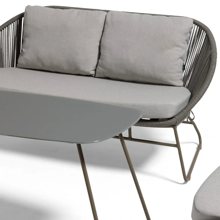 Sawyer Outdoor Rope 4-Piece Patio Sofa Set with Glass Top Tables