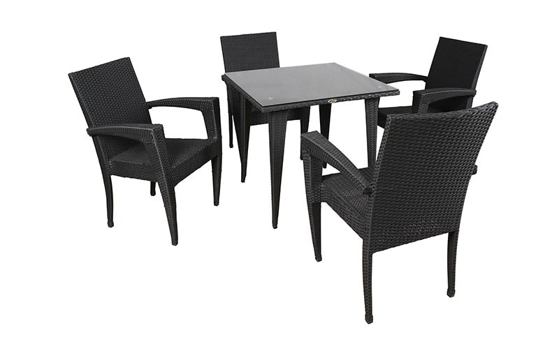 Brishti Outdoor Patio Seating Set 4 Chairs and 1 Table Set (Black)