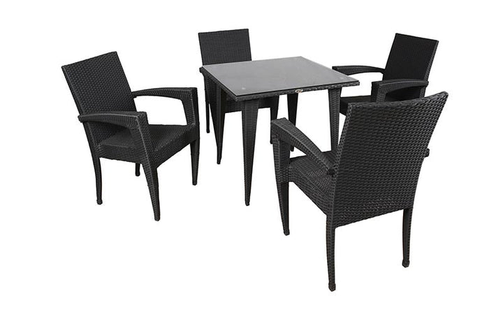 Brishti Outdoor Patio Seating Set 4 Chairs and 1 Table Set (Black)