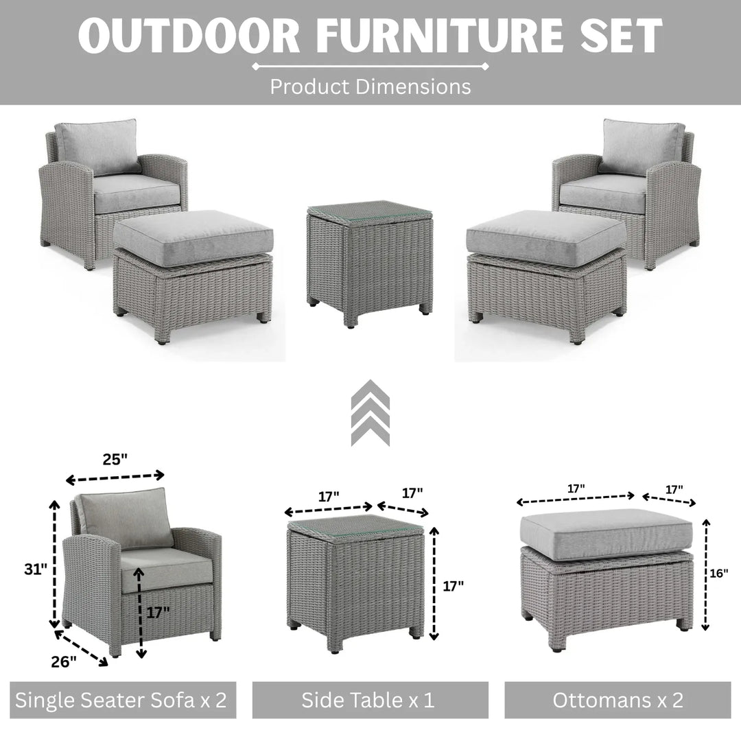 Miki 5 Pieces Patio Furniture Set