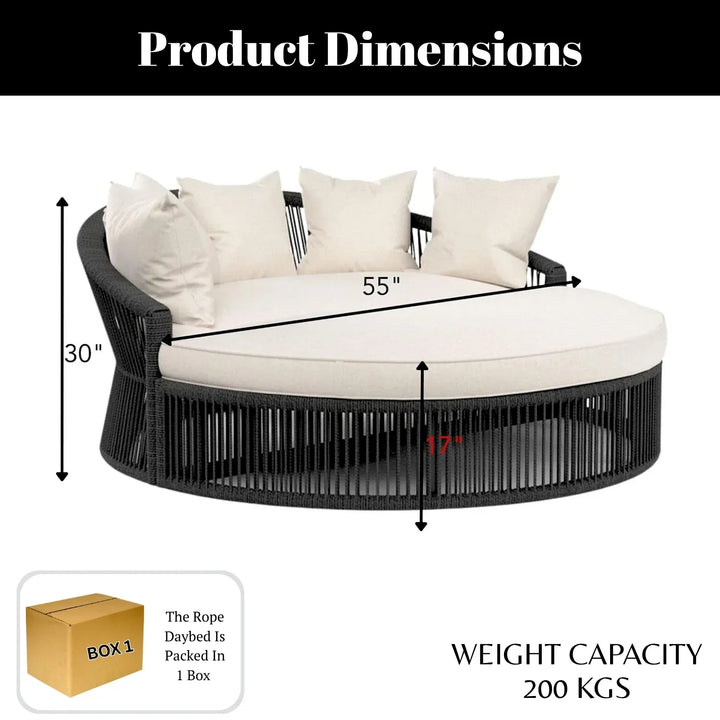 Outdoor Round Rope Daybed Sofa – Unique Design for Poolside
