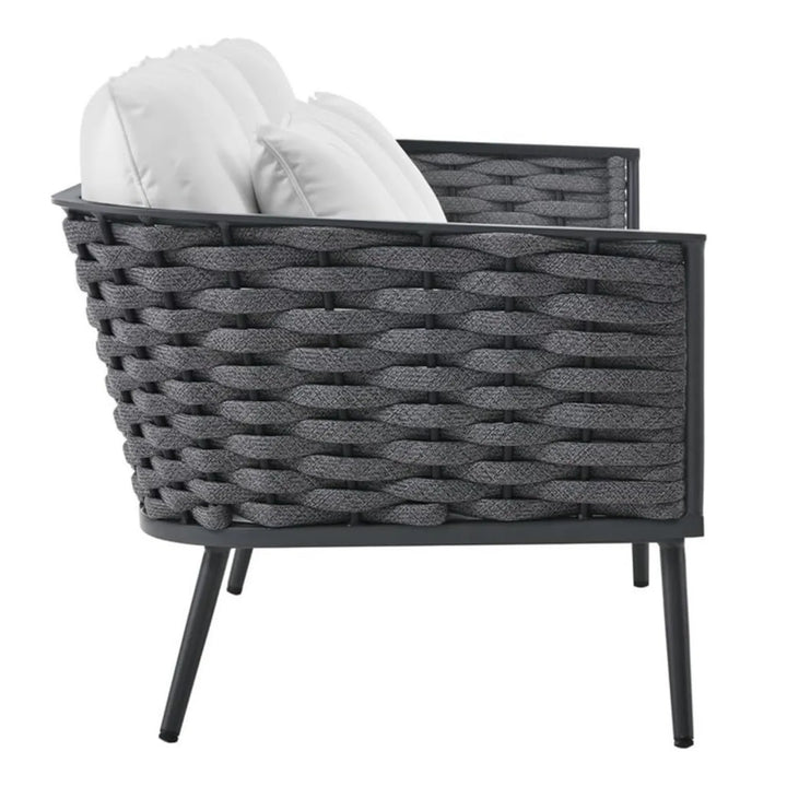 Persephone 4 Piece Outdoor Rope Sofa Set with Wooden Top Table