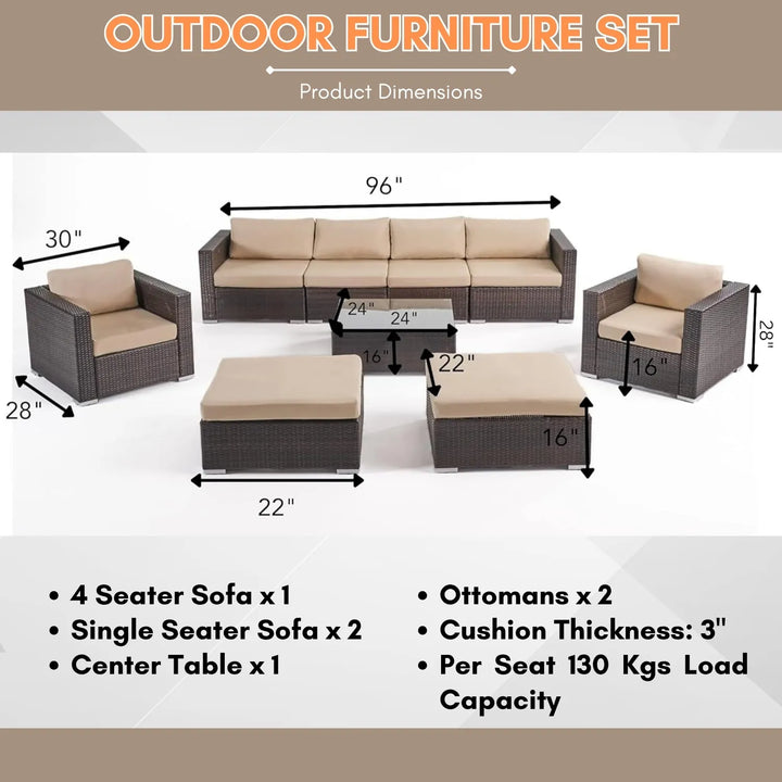 Rosamund Outdoor Rattan Wicker 8-Seater Sofa Set
