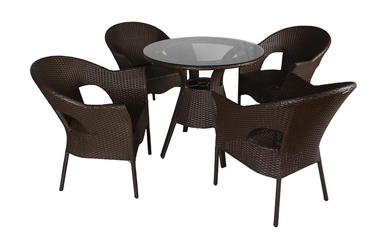 Ace Outdoor Patio Seating Set 4 Chairs and 1 Table Set (Dark Brown)