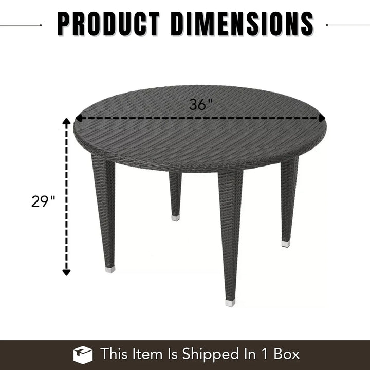 Outdoor Wicker Round Patio Dining Table (Dark Brown)