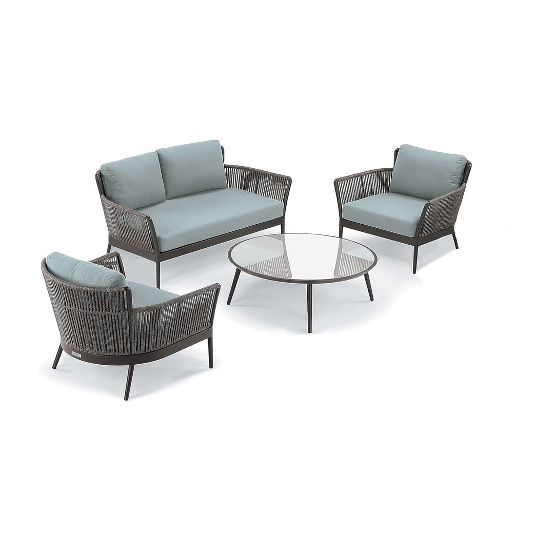 Trecla Outdoor Garden Balcony Sofa Set 2 Seater , 2 Single Seater 1 Center Table Set (Dark Grey) Braided and Rope