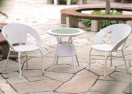 Luv Outdoor Patio Seating Set 2 Chairs and 1 Table Set (White)