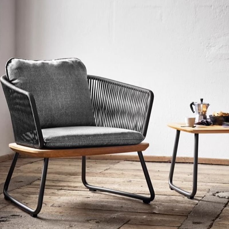 Reevo Outdoor Garden Balcony Sofa Set 2 Seater , 2 Single Seater 1 Center Table Set (Dark Grey) Braided and Rope