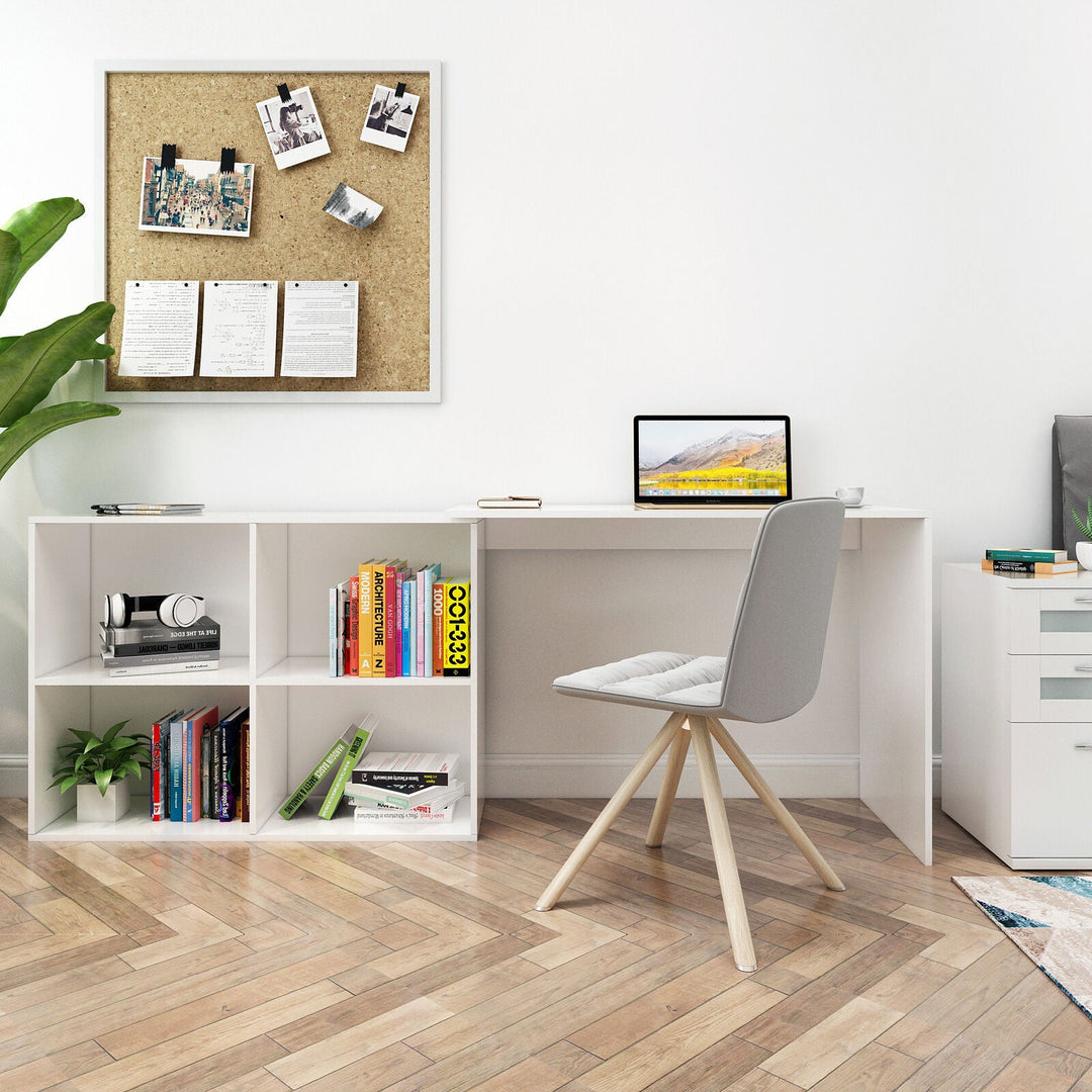 Laila L Shape Rotatable Study Table, Computer Desk, WFH Office Table with Storage