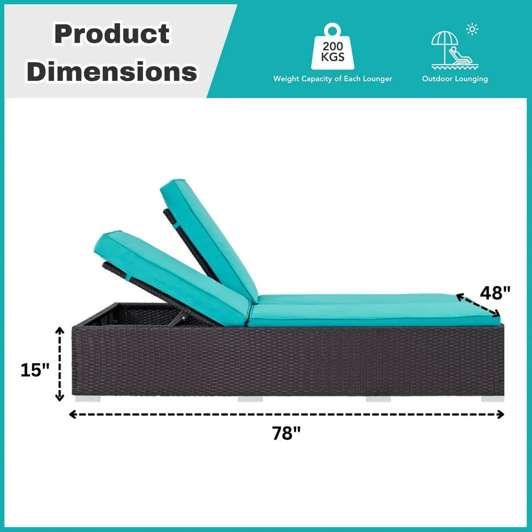 Yuthika Outdoor All-Weather Rattan Wicker Chaise Lounge Chair Set of 2