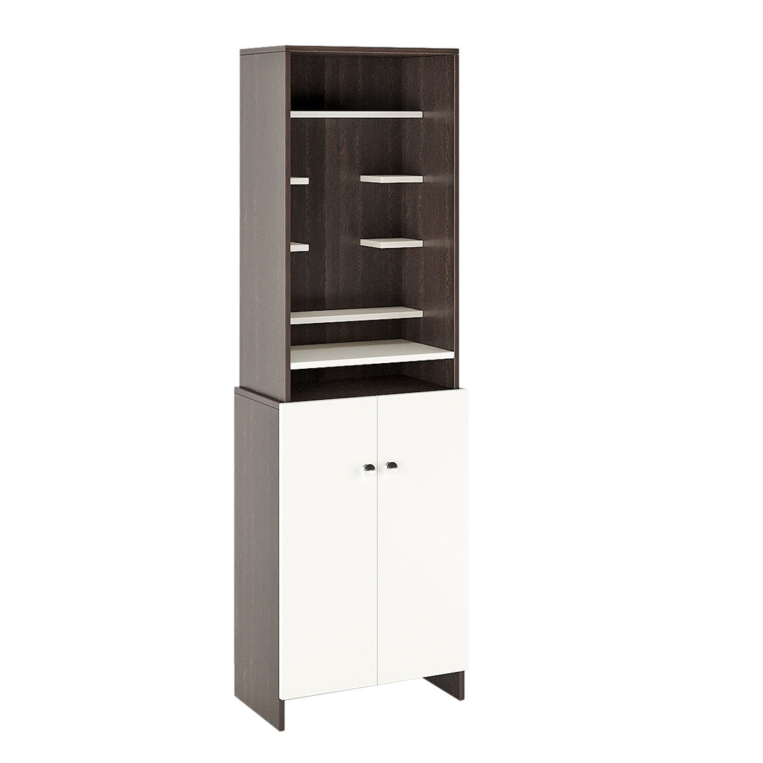Aanya Pooja Mandir for Home, Modern Temple for Home & Office, Prayer Cabinet Puja Stand Shelf in Wenge & White Finish