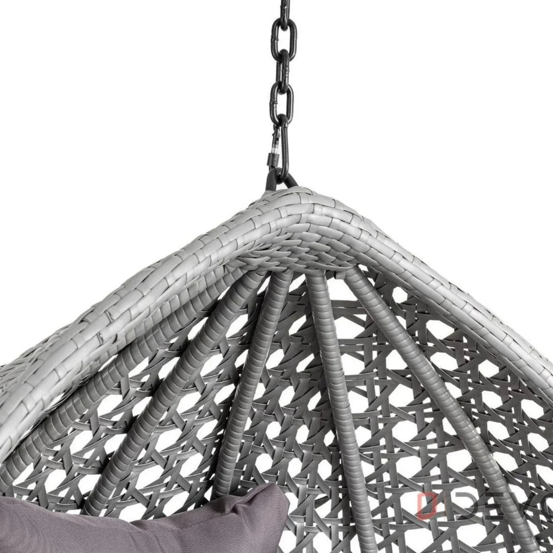 Nainika Single Seater Rattan & Wicker Swing (Grey)