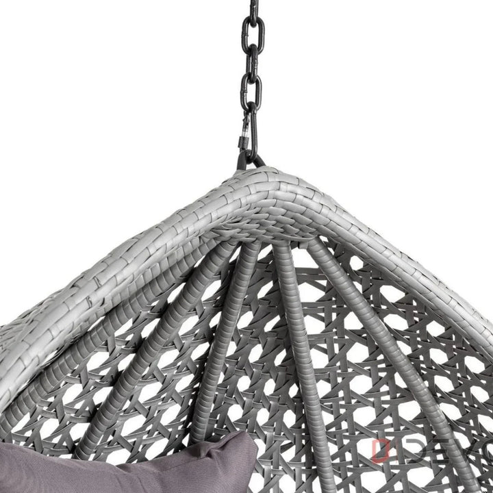 Nainika Single Seater Rattan & Wicker Swing (Grey)