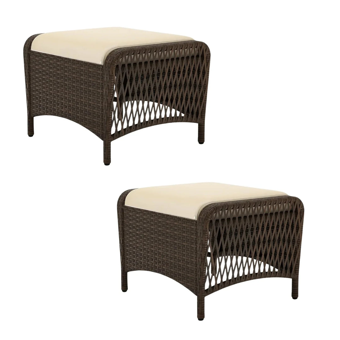 Riya 2-Piece Outdoor Rattan Wicker Ottoman Set