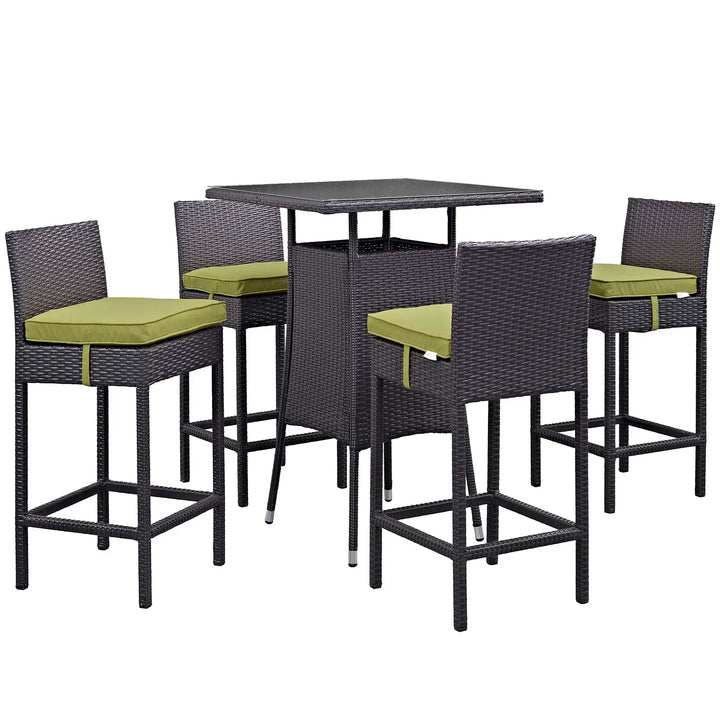 Volta Outdoor Patio Bar Sets 4 Chairs and 1 Table (Dark Brown)