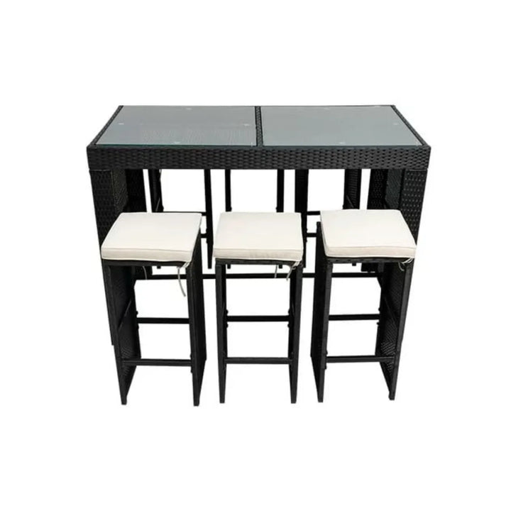 Ayana 7-Piece Outdoor Rattan Wicker Bar Set with Glass Top Table
