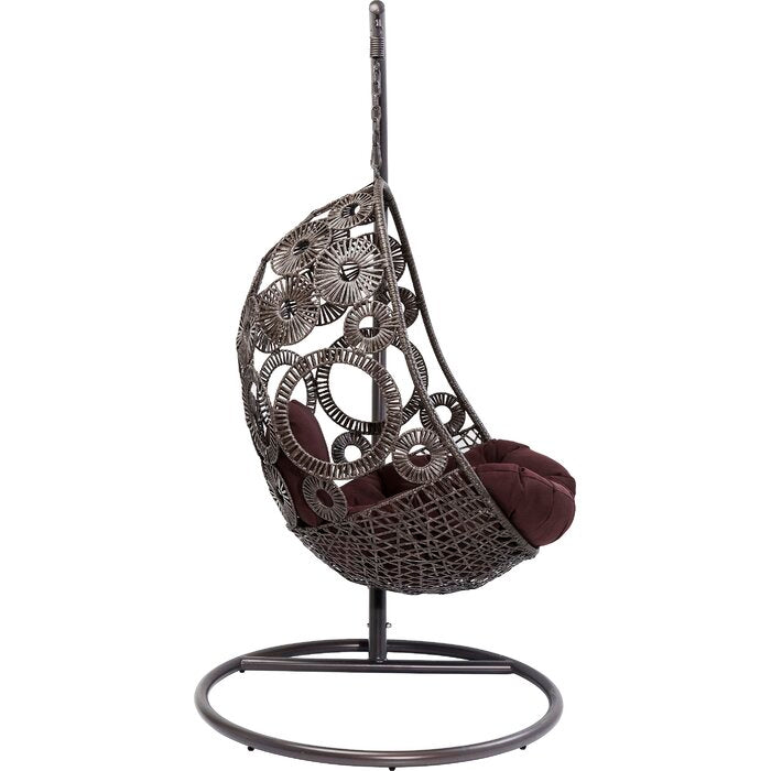 Trevisan Single Seater Hanging Swing With Stand For Balcony , Garden Swing (Dark Brown)