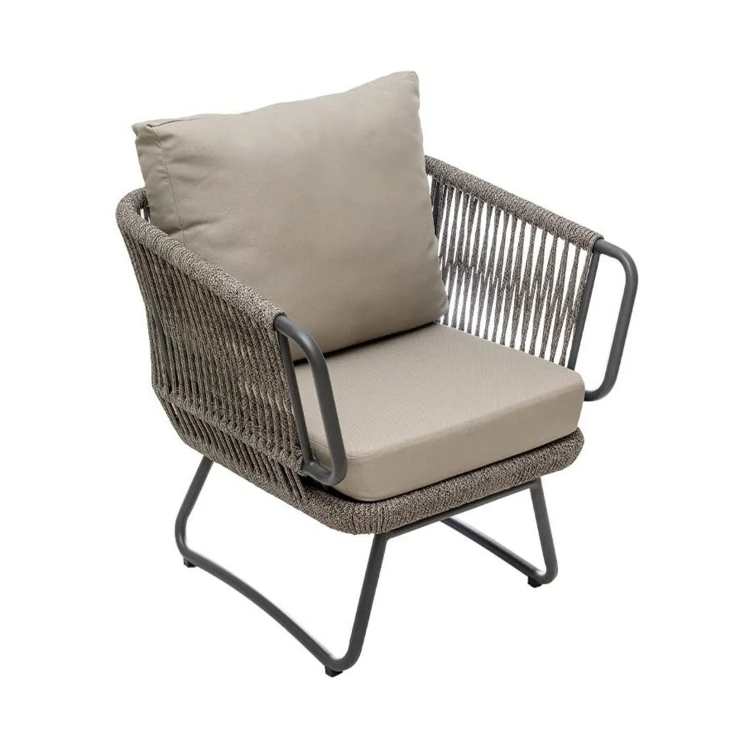 Pinon Outdoor Garden Balcony Sofa Set 2 Seater , 2 Single Seater 1 Center Table Set (Beige) Braided and Rope