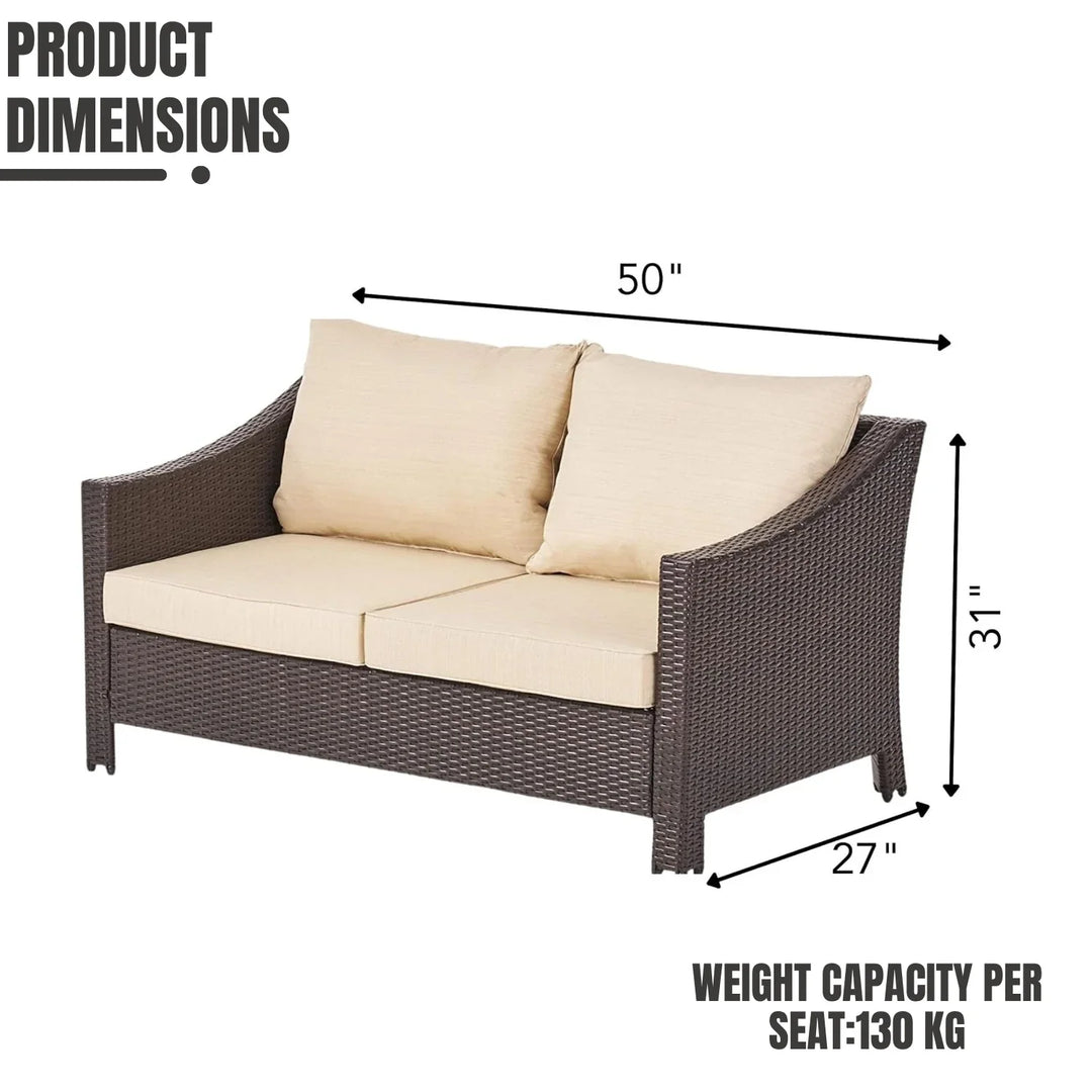 Yvonne Outdoor Rattan Wicker 1-Piece Loveseat Sofa