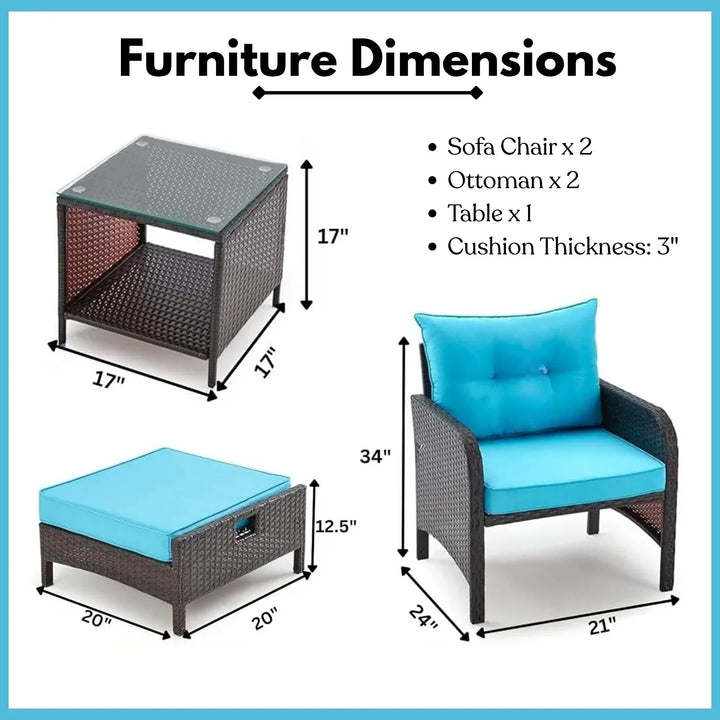 Eesha Outdoor 5 Piece Patio Wicker Furniture Set