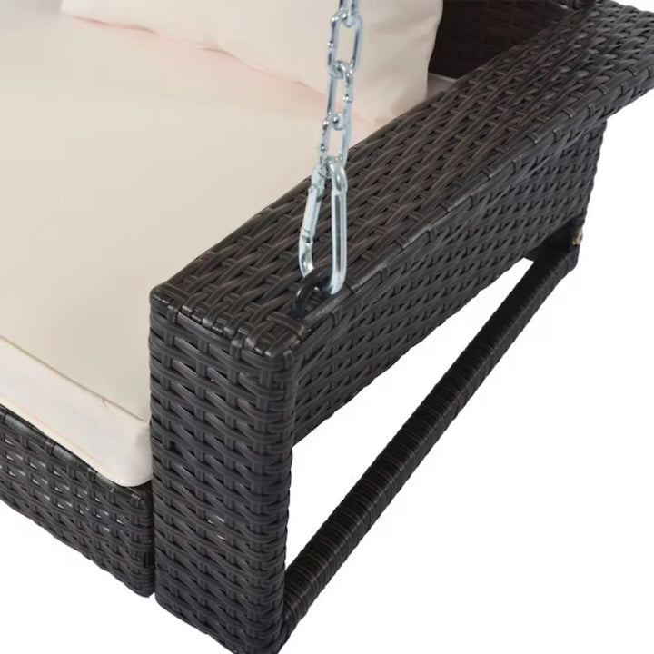 Yumiko Dark Brown Rattan Wicker Two Seater Sofa Swing