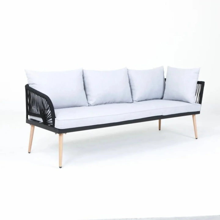 Kinsley L-Shape 5 Seater Outdoor Patio Rope Conversation Set with Table