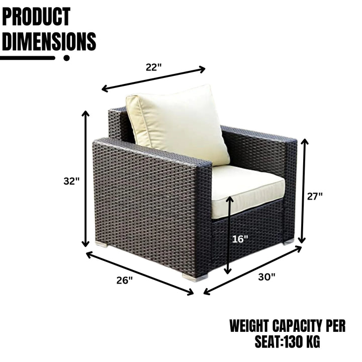 Yashvi 1-Piece Outdoor Wicker Single Seater Sofa