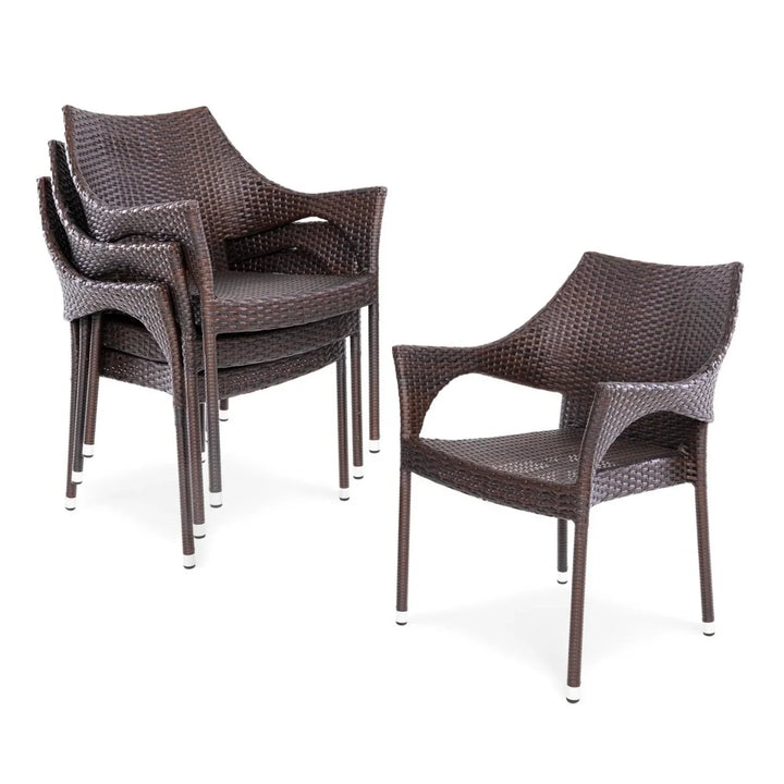 Mariama Outdoor Rattan Wicker Patio Dining Chairs