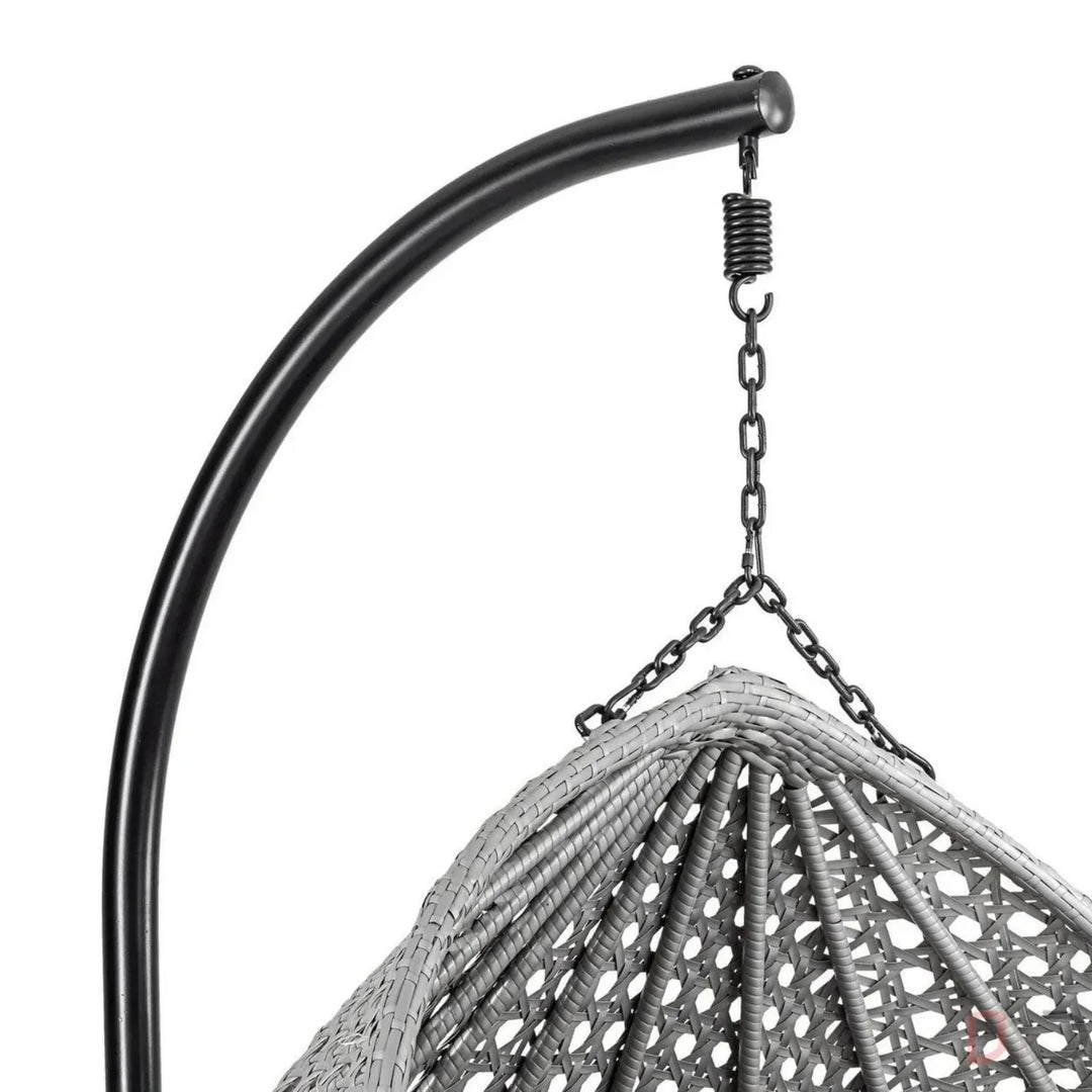 Jia Double Seater Rattan & Wicker Swing (Grey)