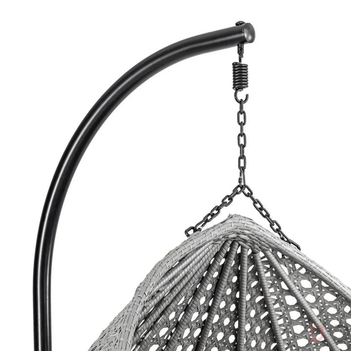 Jia Double Seater Rattan & Wicker Swing (Grey)