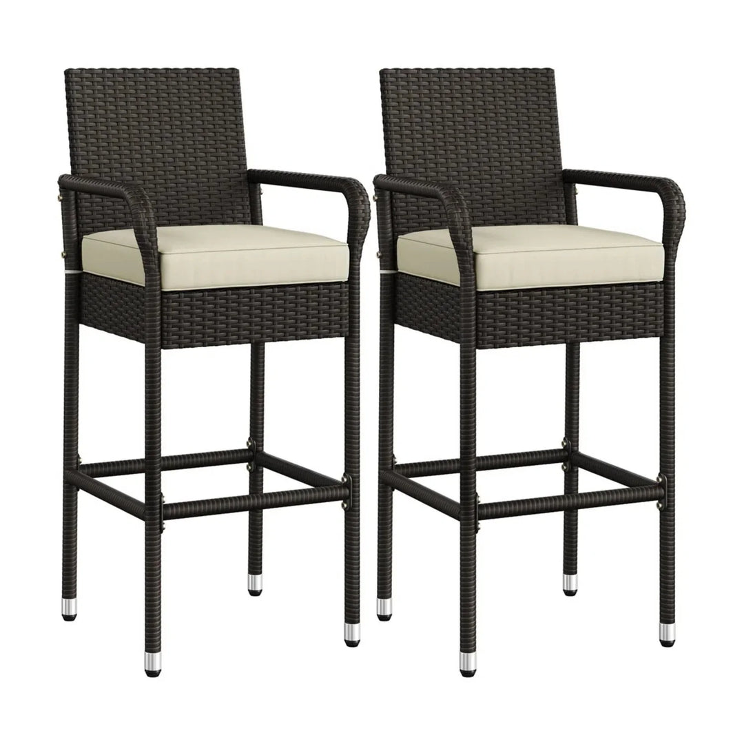 Anneliese Outdoor Rattan Wicker 2-Piece Bar Chairs