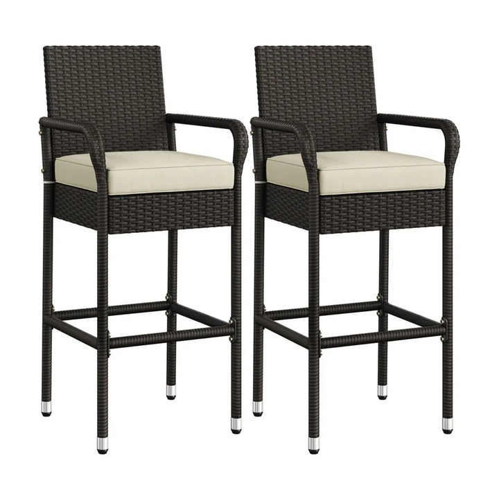 Anneliese Outdoor Rattan Wicker 2-Piece Bar Chairs